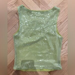 Green Sequin Sleeveless Top